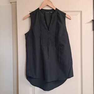 Attention Women's Solid Black Micro Pleated Panel Sleeveless Blouse Size Small